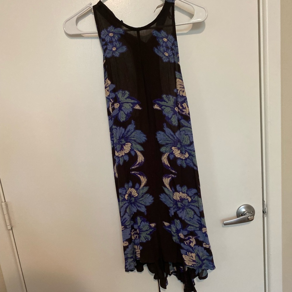 Free people flowy gray and blue dress